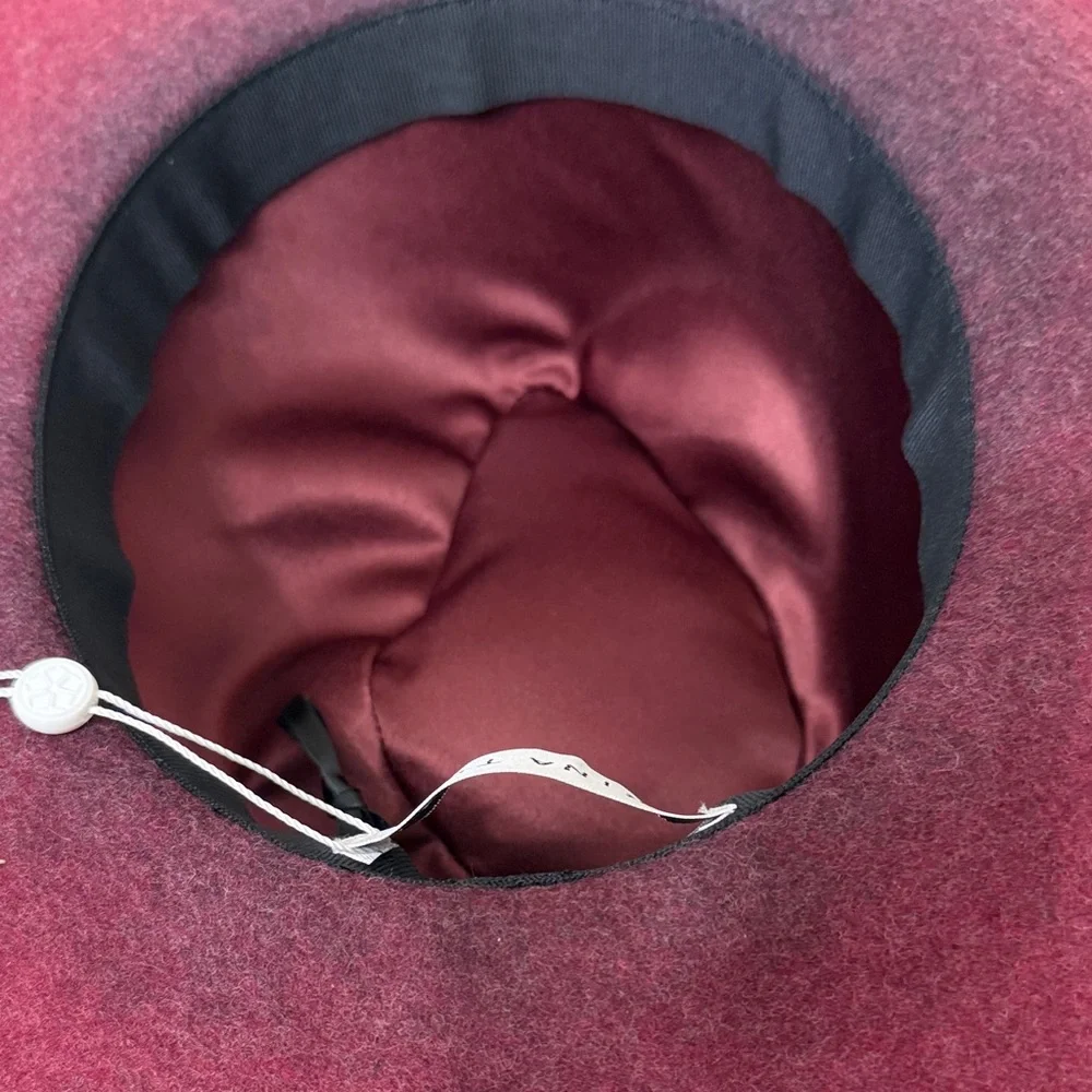 Trina Turk Burgundy and Black Wool Hat - Picture 8 of 15